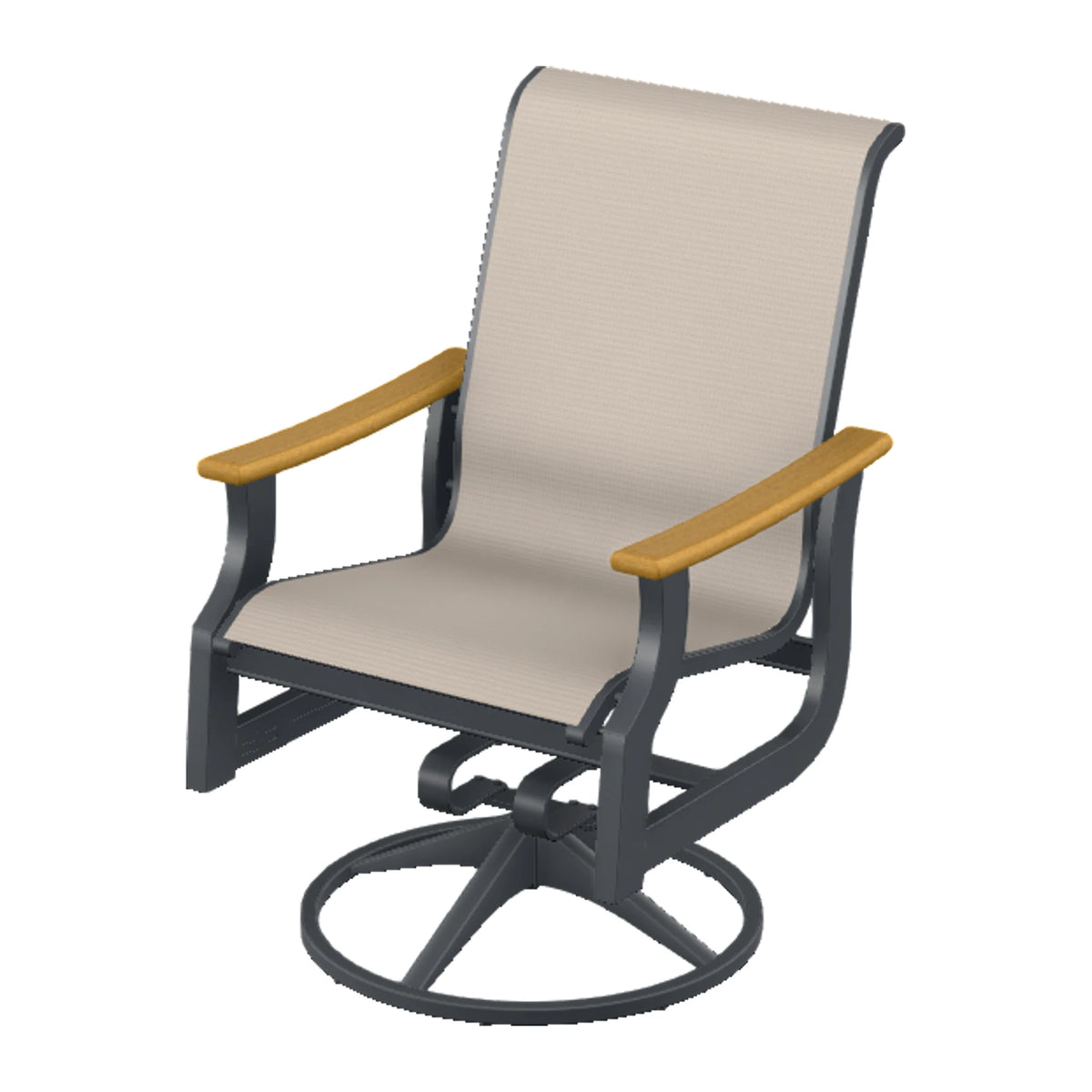 St. Catherine Sling Swivel Rocker — Classic Graphite MGP / Teak Accents