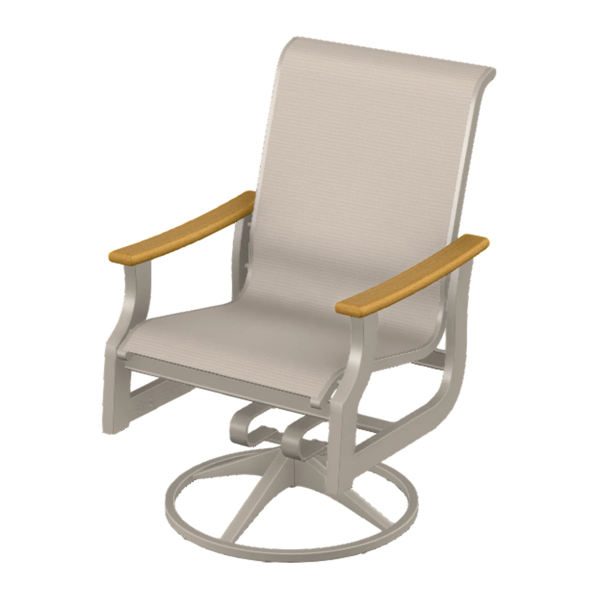 St. Catherine Sling Swivel Rocker — Warm Grey MGP / Teak Accents