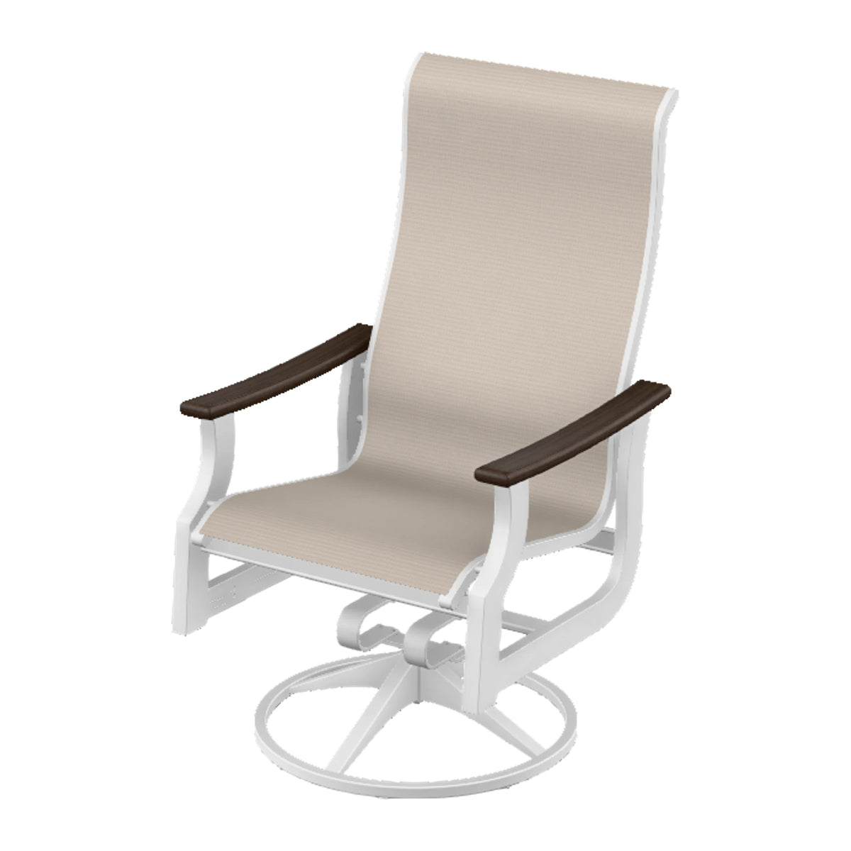 St. Catherine Sling Supreme Height Swivel Rocker — Snow MGP / Chestnut Accents