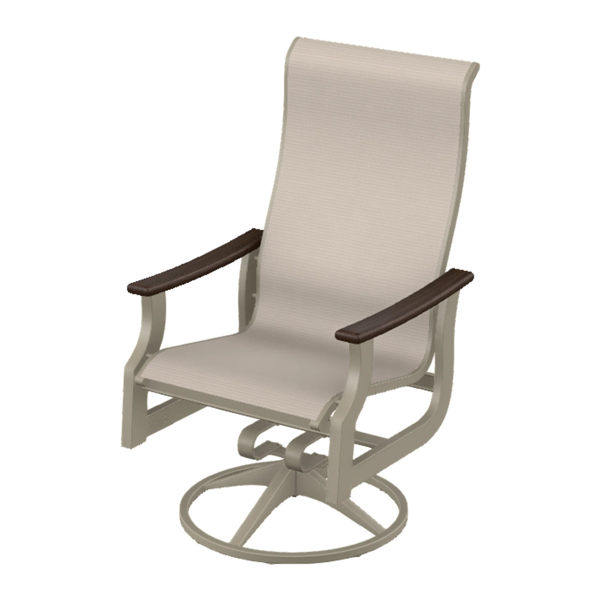 St. Catherine Sling Supreme Height Swivel Rocker — Storm MGP / Chestnut Accents