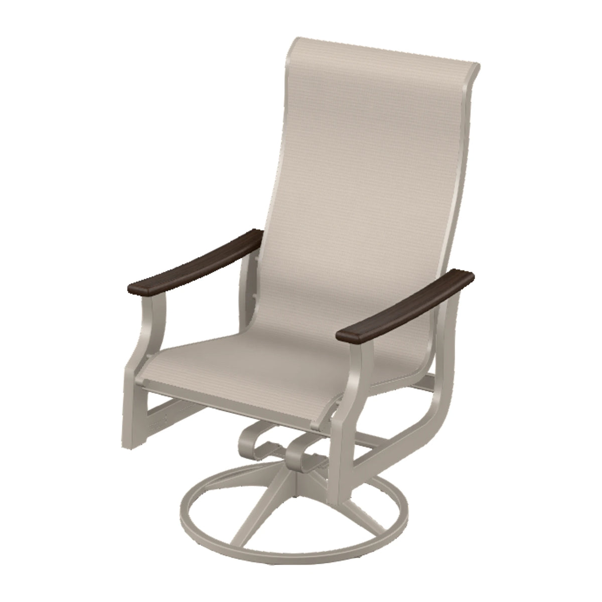 St. Catherine Sling Supreme Height Swivel Rocker — Warm Grey MGP / Chestnut Accents