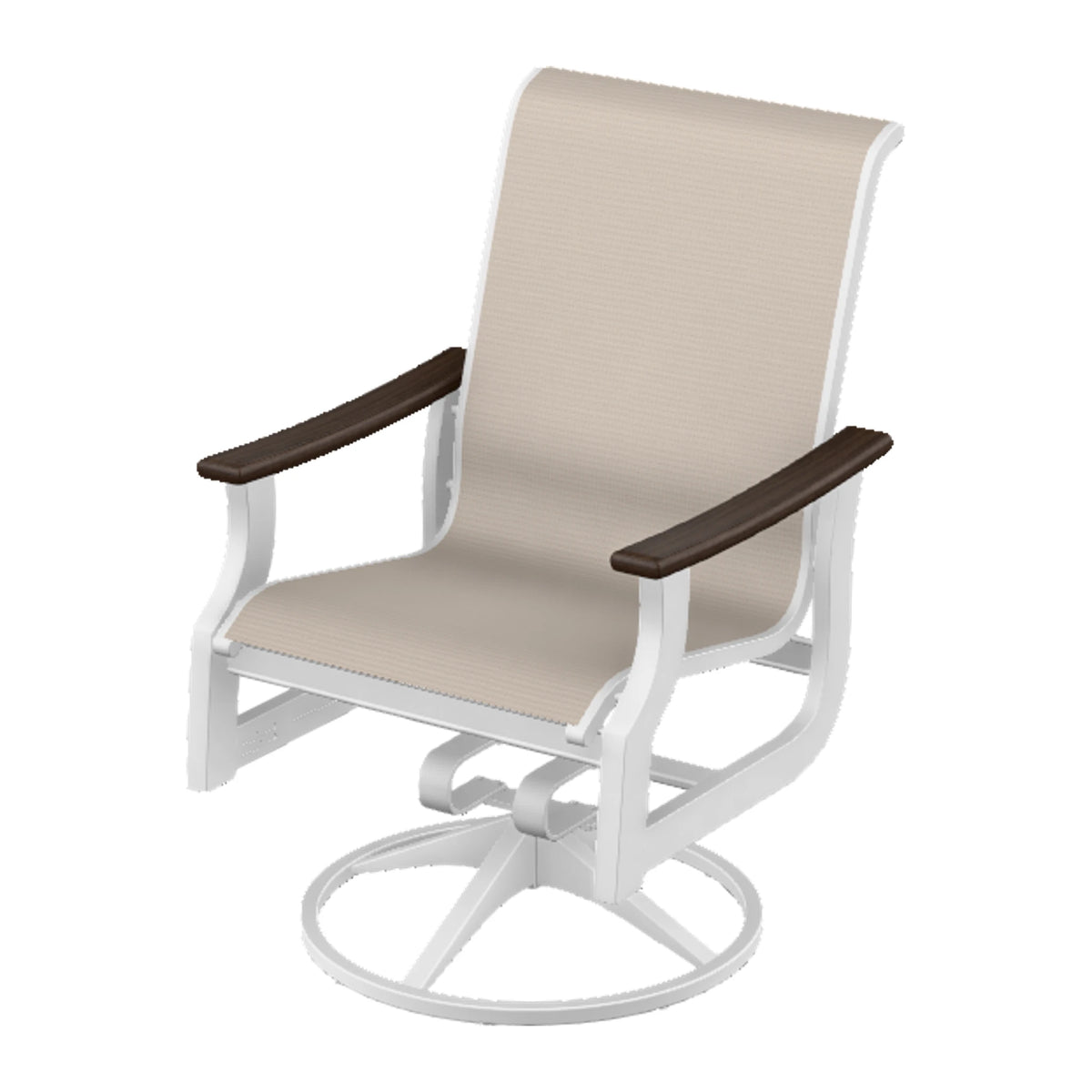 St. Catherine Sling Swivel Rocker — Snow MGP / Chestnut Accents