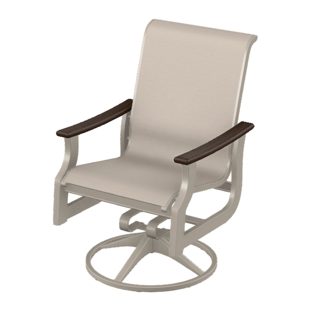 St. Catherine Sling Swivel Rocker — Warm Grey MGP / Chestnut Accents
