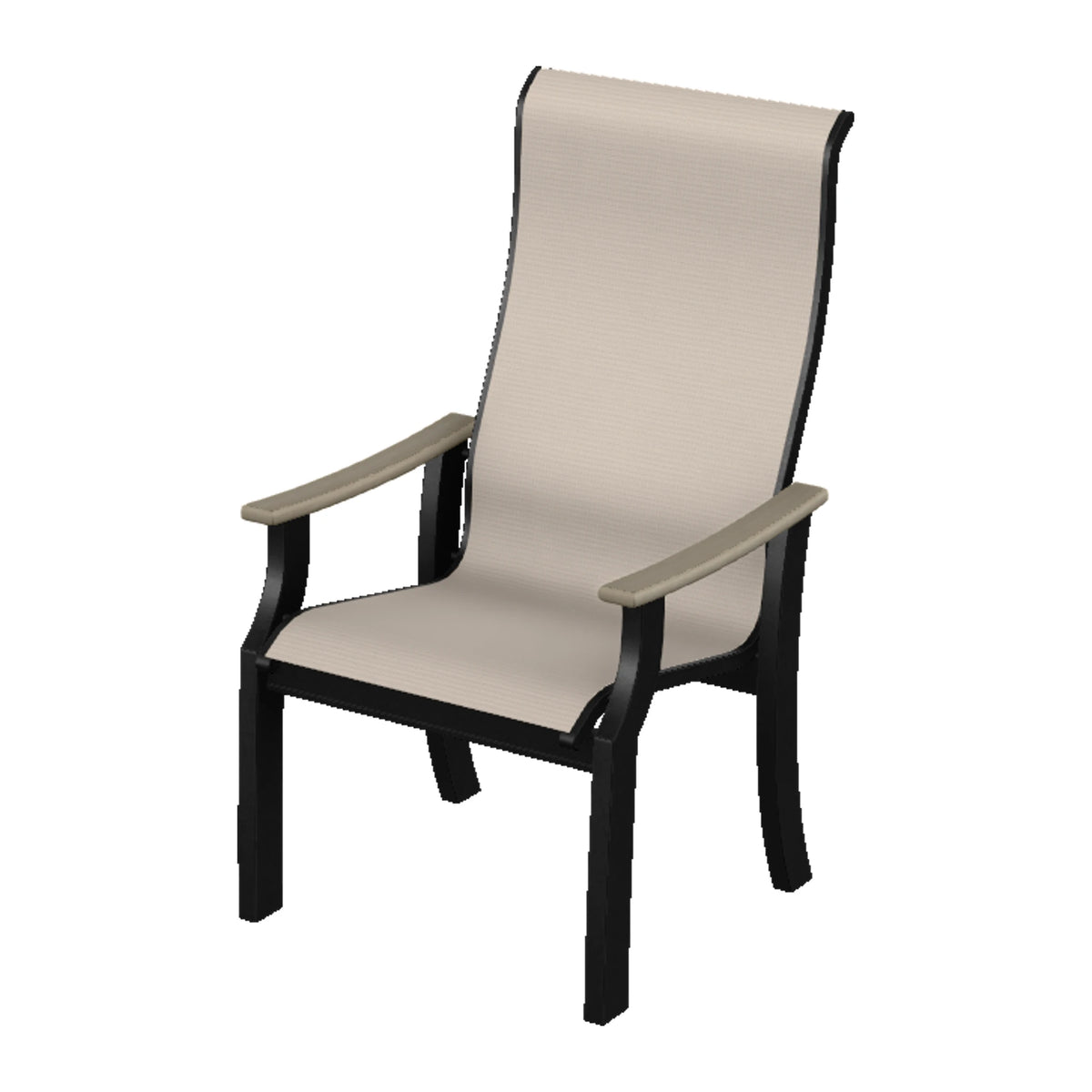 St. Catherine Sling Supreme Height Armchair — Black MGP / Weathered Wood Accent