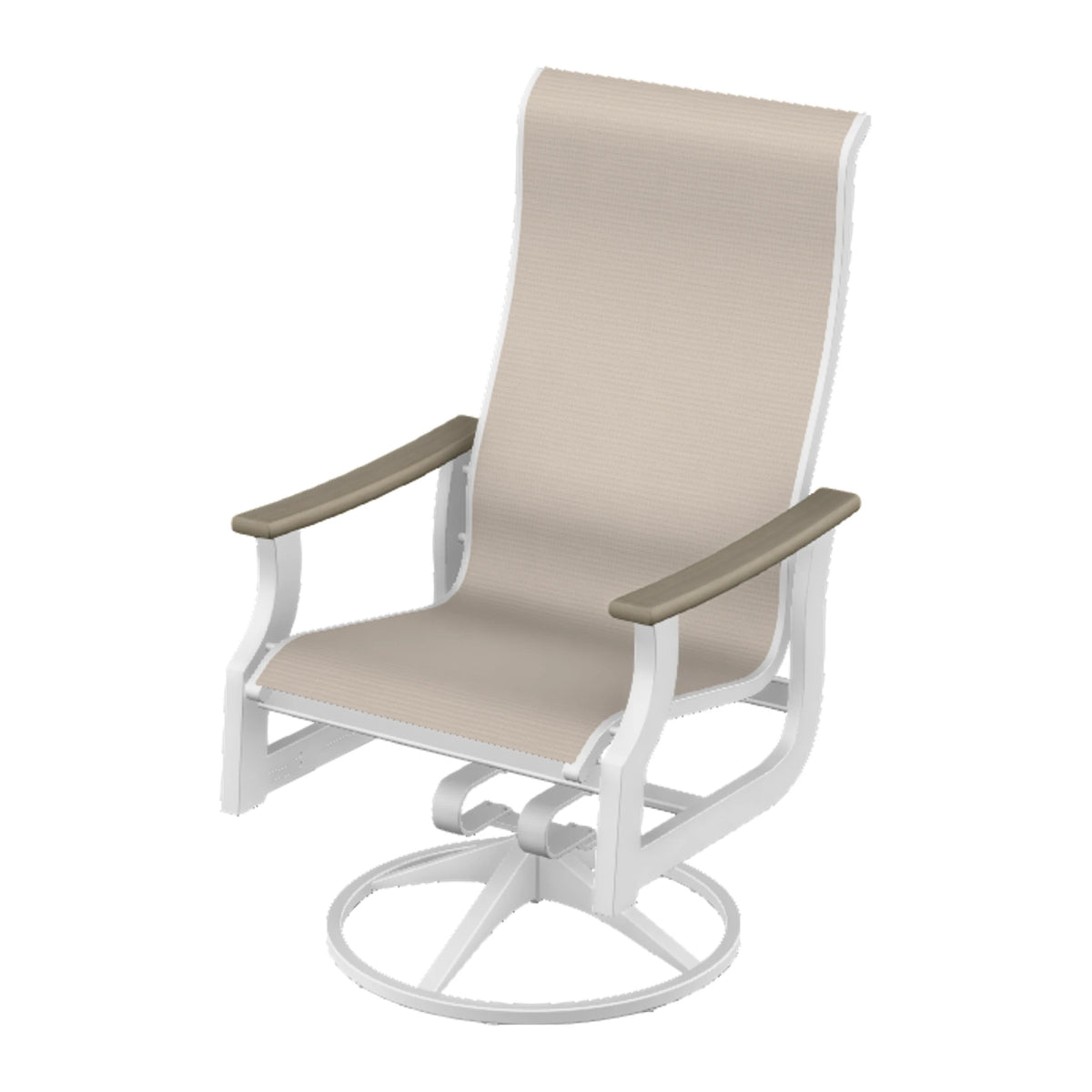 St. Catherine Sling Supreme Height Swivel Rocker — Snow MGP / Weathered Wood Accent