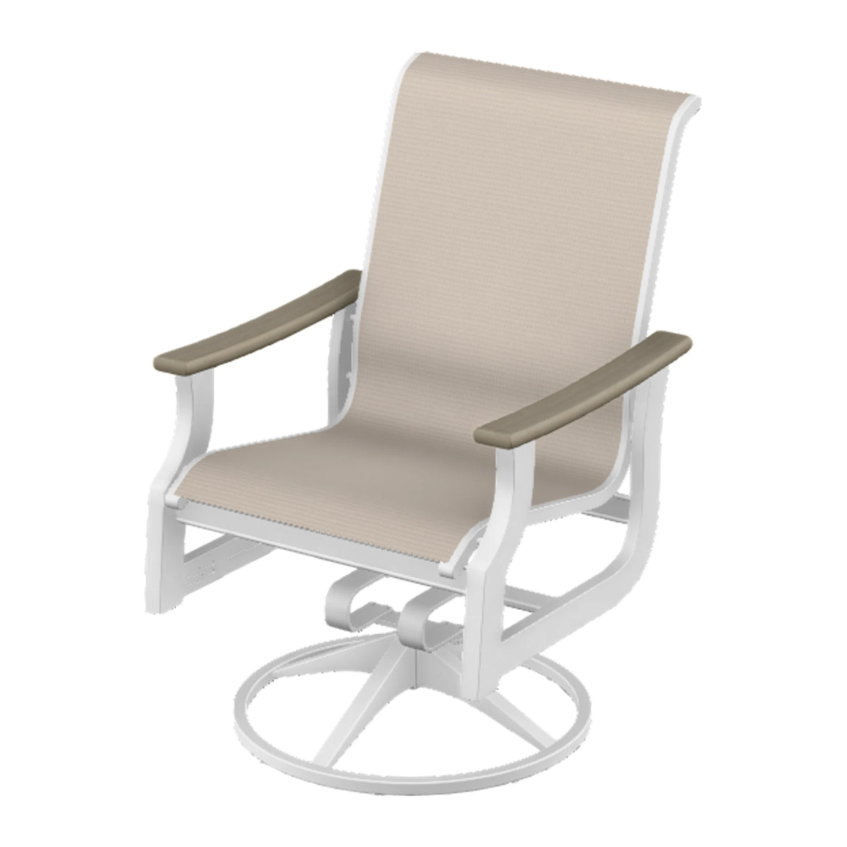 St. Catherine Sling Swivel Rocker — Snow MGP / Weathered Wood Accent