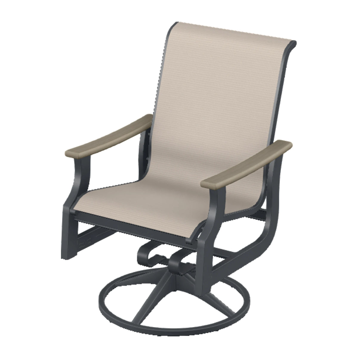 St. Catherine Sling Swivel Rocker — Classic Graphite MGP / Weathered Wood Accent