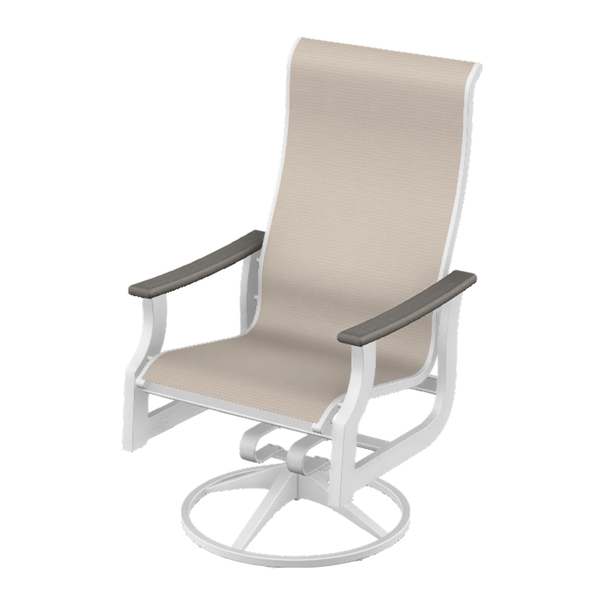St. Catherine Sling Supreme Height Swivel Rocker — Snow MGP / Boardwalk Accents