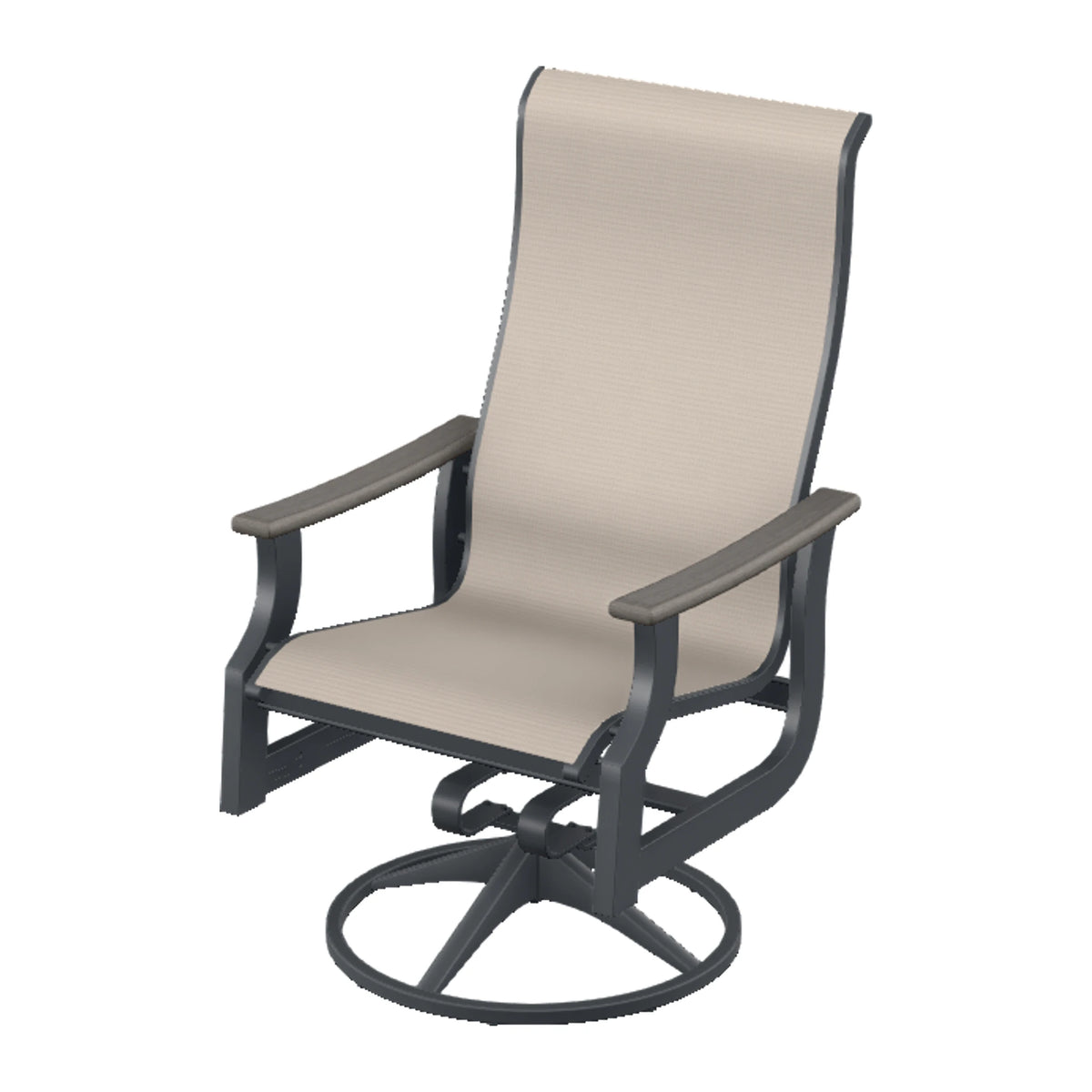 St. Catherine Sling Supreme Height Swivel Rocker — Classic Graphite MGP / Boardwalk Accents