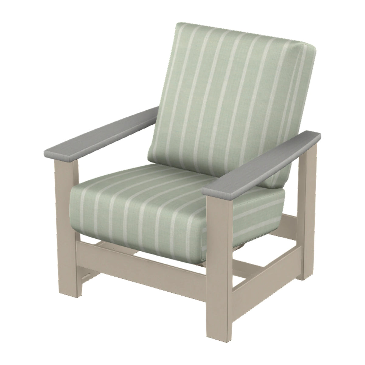Leeward Cushion Armchair w/ Hidden Motion — Desert Sand MGP / Cape Grey Accents