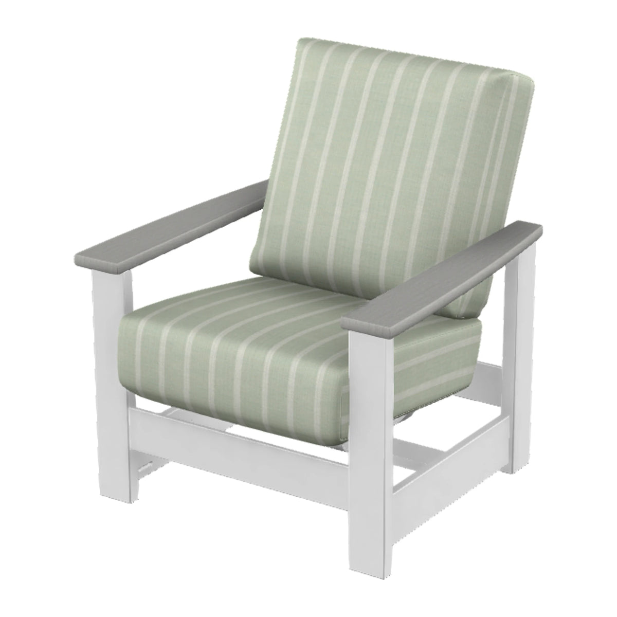 Leeward Cushion Armchair w/ Hidden Motion — Snow MGP / Cape Grey Accents