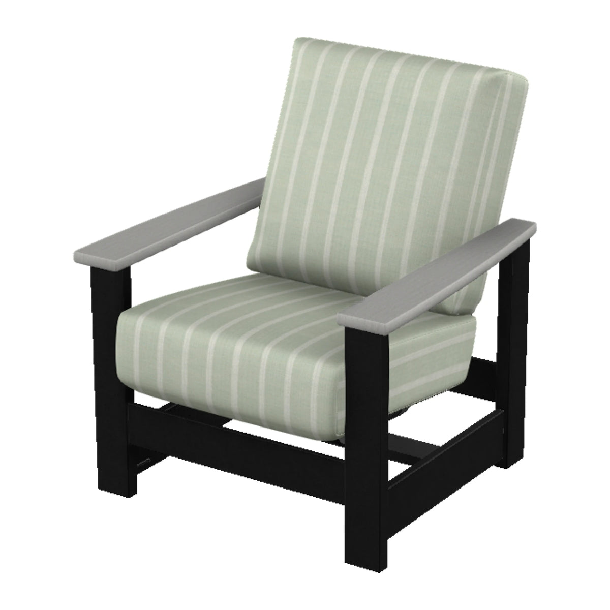 Leeward Cushion Armchair w/ Hidden Motion — Black MGP / Cape Grey Accents