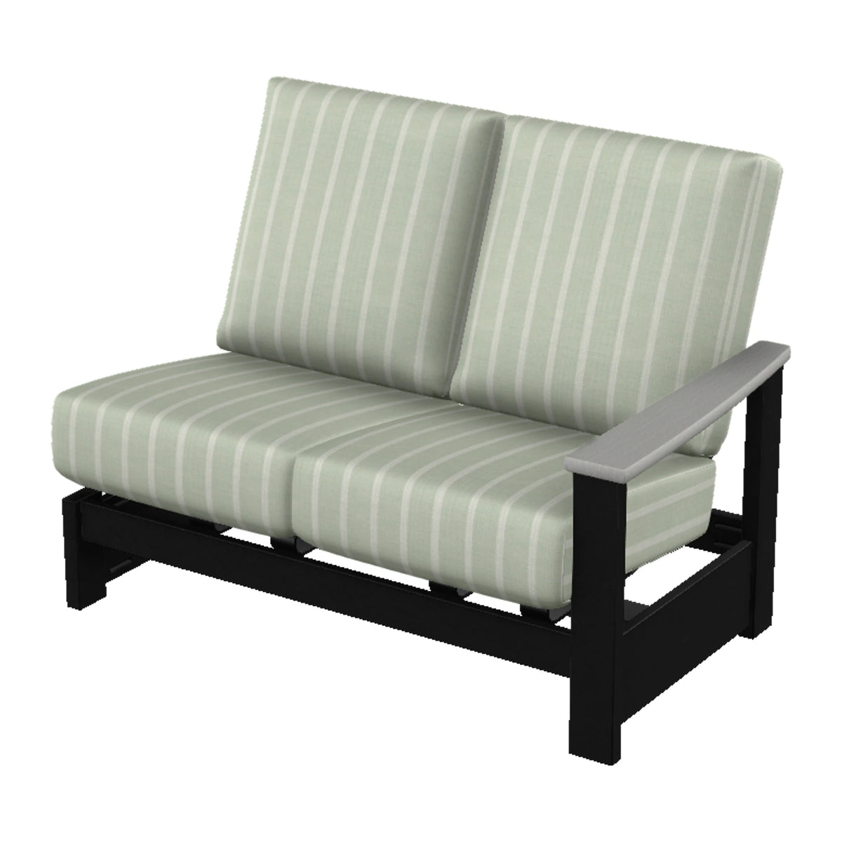 Leeward Cushion Loveseat Section w/ Hidden Motion (RAF) — Black MGP / Cape Grey Accents