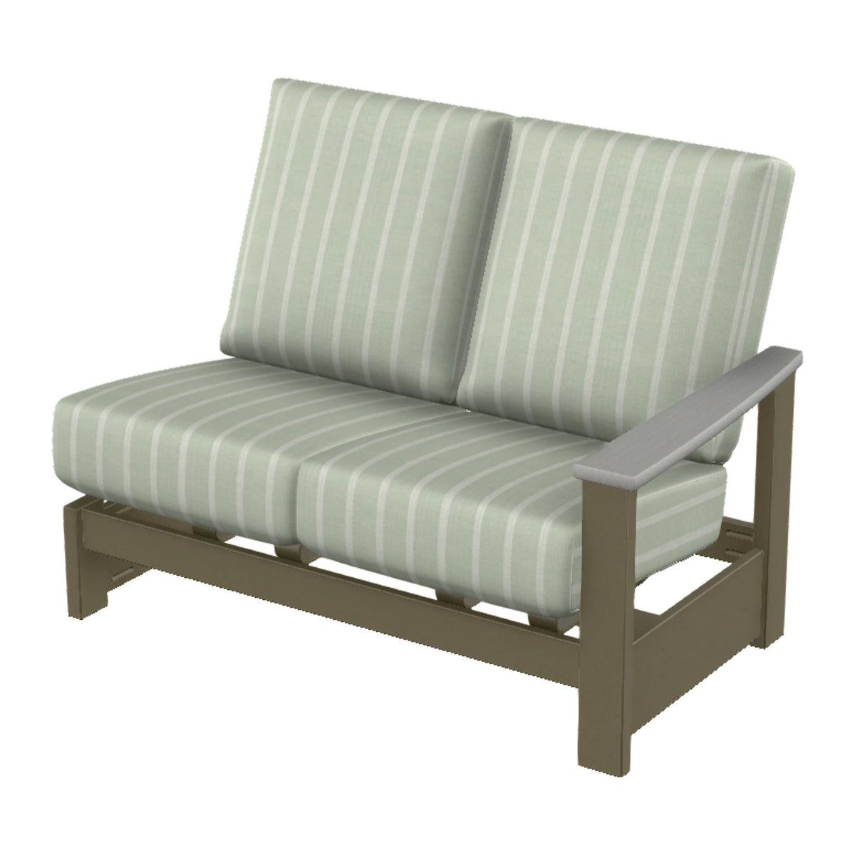 Leeward Cushion Loveseat Section w/ Hidden Motion (RAF) — Beachwood MGP / Cape Grey Accents