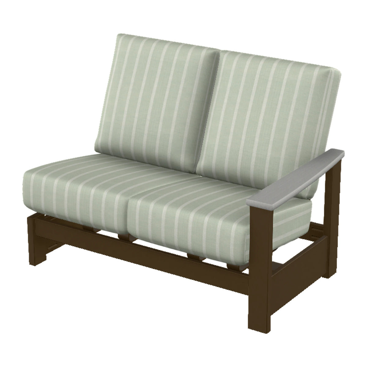 Leeward Cushion Loveseat Section w/ Hidden Motion (RAF) — Kona MGP / Cape Grey Accents