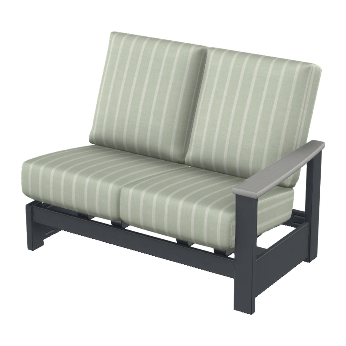 Leeward Cushion Loveseat Section w/ Hidden Motion (RAF) — Classic Graphite MGP / Cape Grey Accents