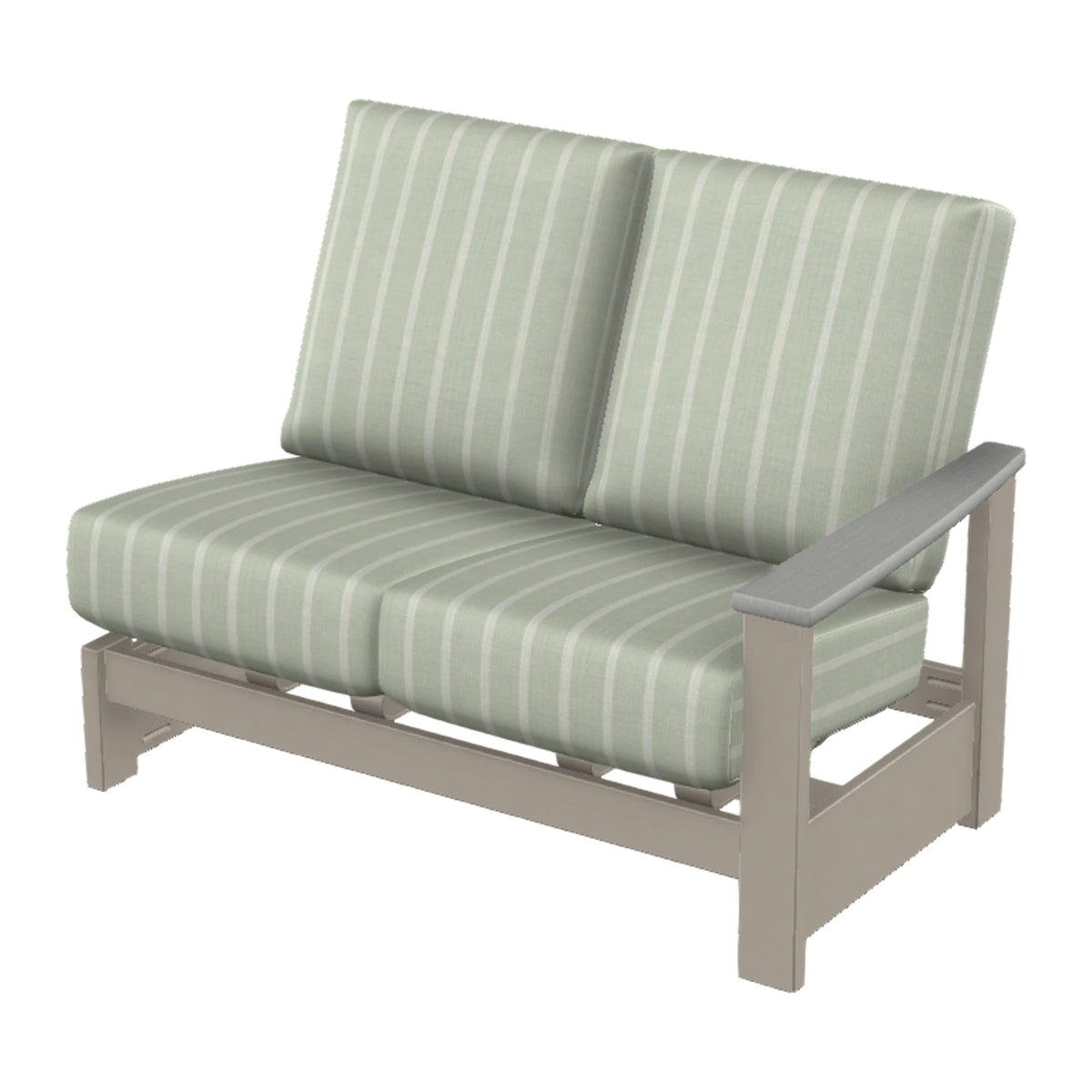 Leeward Cushion Loveseat Section w/ Hidden Motion (RAF) — Warm Grey MGP / Cape Grey Accents
