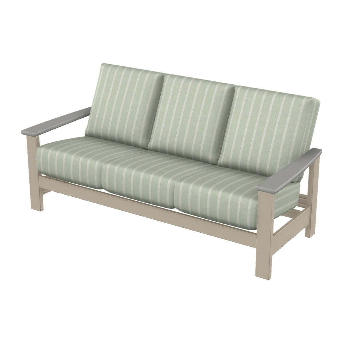 Leeward Cushion Sofa — Desert Sand MGP / Cape Grey Accents