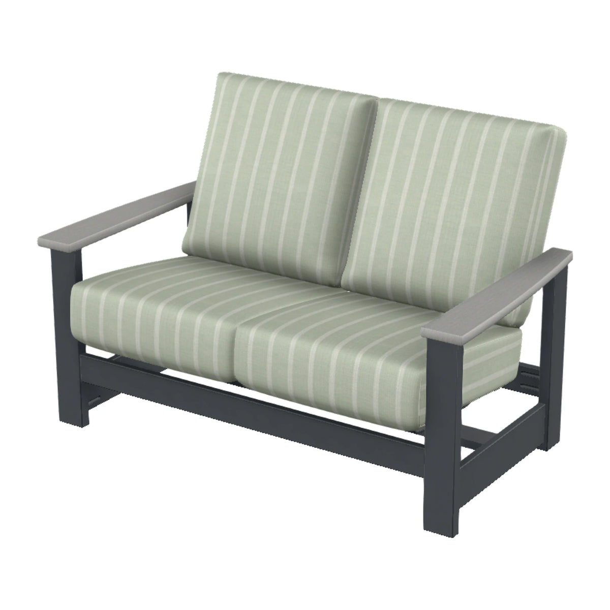 Leeward Cushion Loveseat w/ Hidden Motion — Classic Graphite MGP / Cape Grey Accents