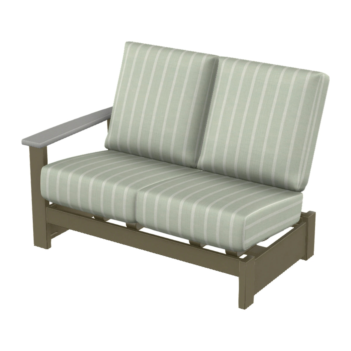 Leeward Cushion Loveseat Sectional w/ Hidden Motion (LAF) — Beachwood MGP / Cape Grey Accents