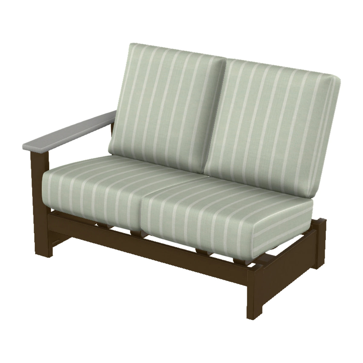 Leeward Cushion Loveseat Sectional w/ Hidden Motion (LAF) — Kona MGP / Cape Grey Accents
