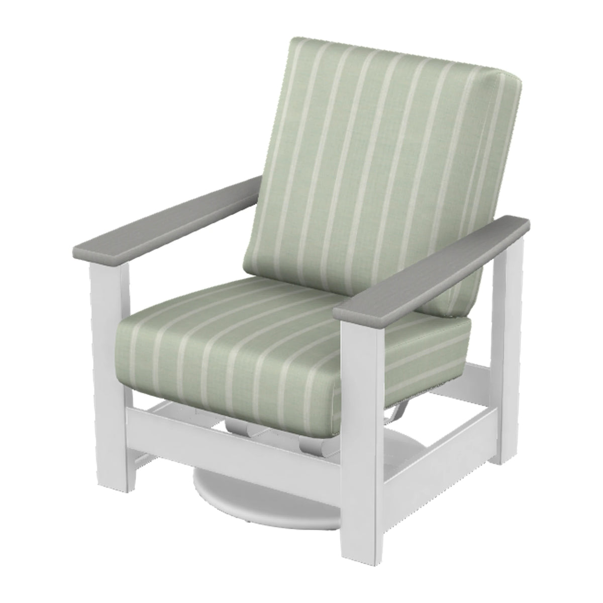 Leeward Cushion Swivel Rocker w/ Hidden Motion — Snow MGP / Cape Grey Accents