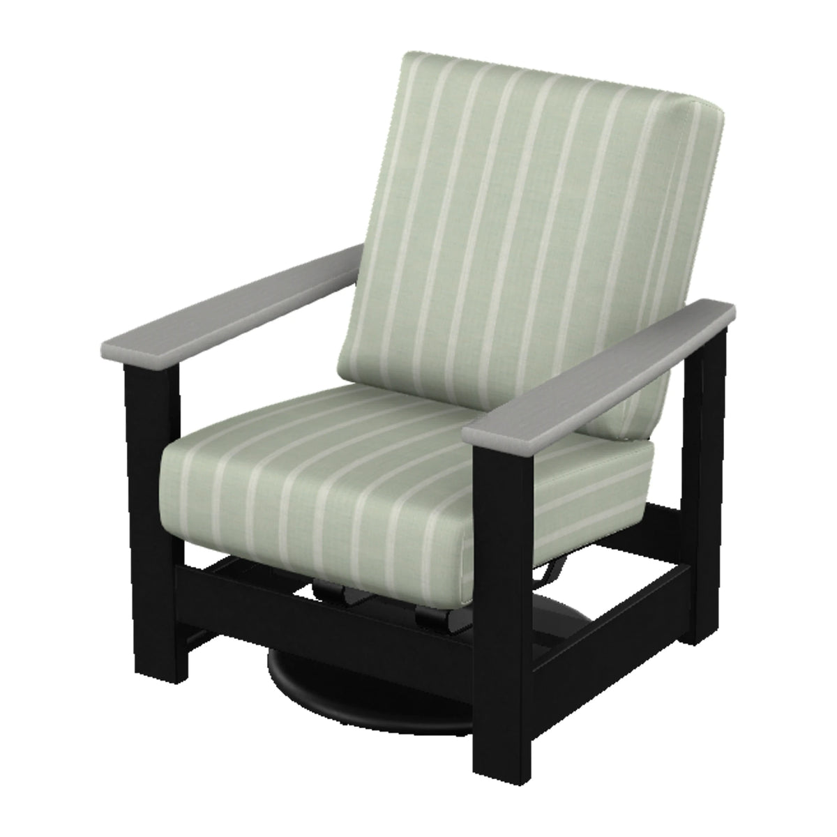 Leeward Cushion Swivel Rocker w/ Hidden Motion — Black MGP / Cape Grey Accents