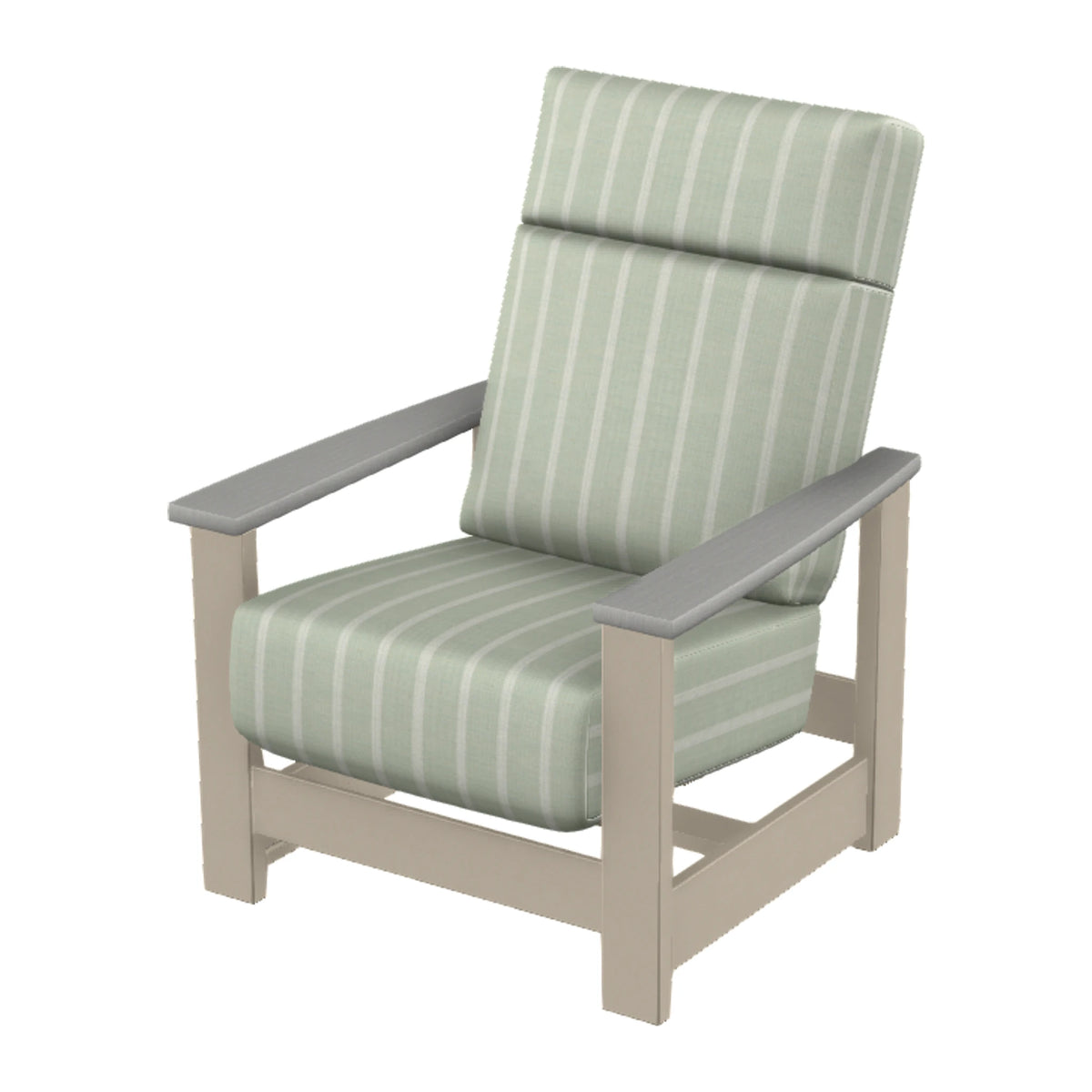 Leeward Cushion Supreme Armchair w/ Hidden Motion — Desert Sand MGP / Cape Grey Accents