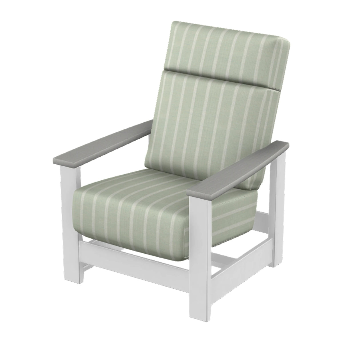 Leeward Cushion Supreme Armchair w/ Hidden Motion — Snow MGP / Cape Grey Accents