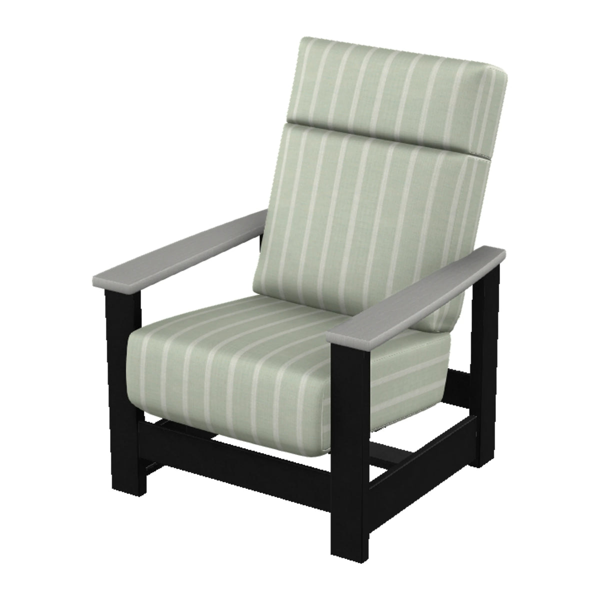 Leeward Cushion Supreme Armchair w/ Hidden Motion — Black MGP / Cape Grey Accents