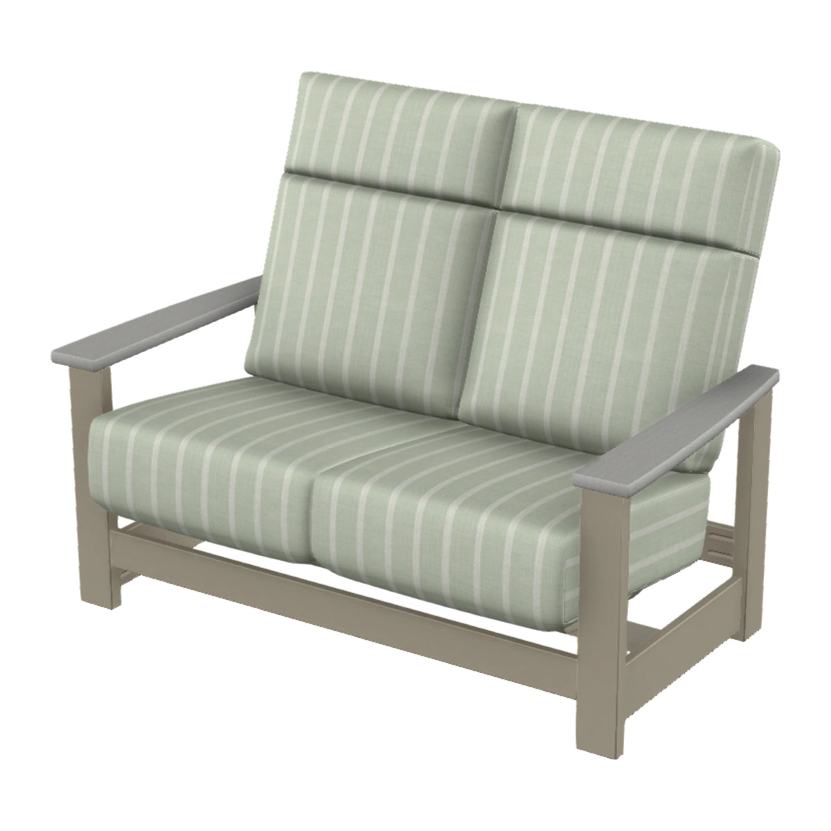 Leeward Cushion Supreme Loveseat w/ Hidden Motion — Storm MGP / Cape Grey Accents