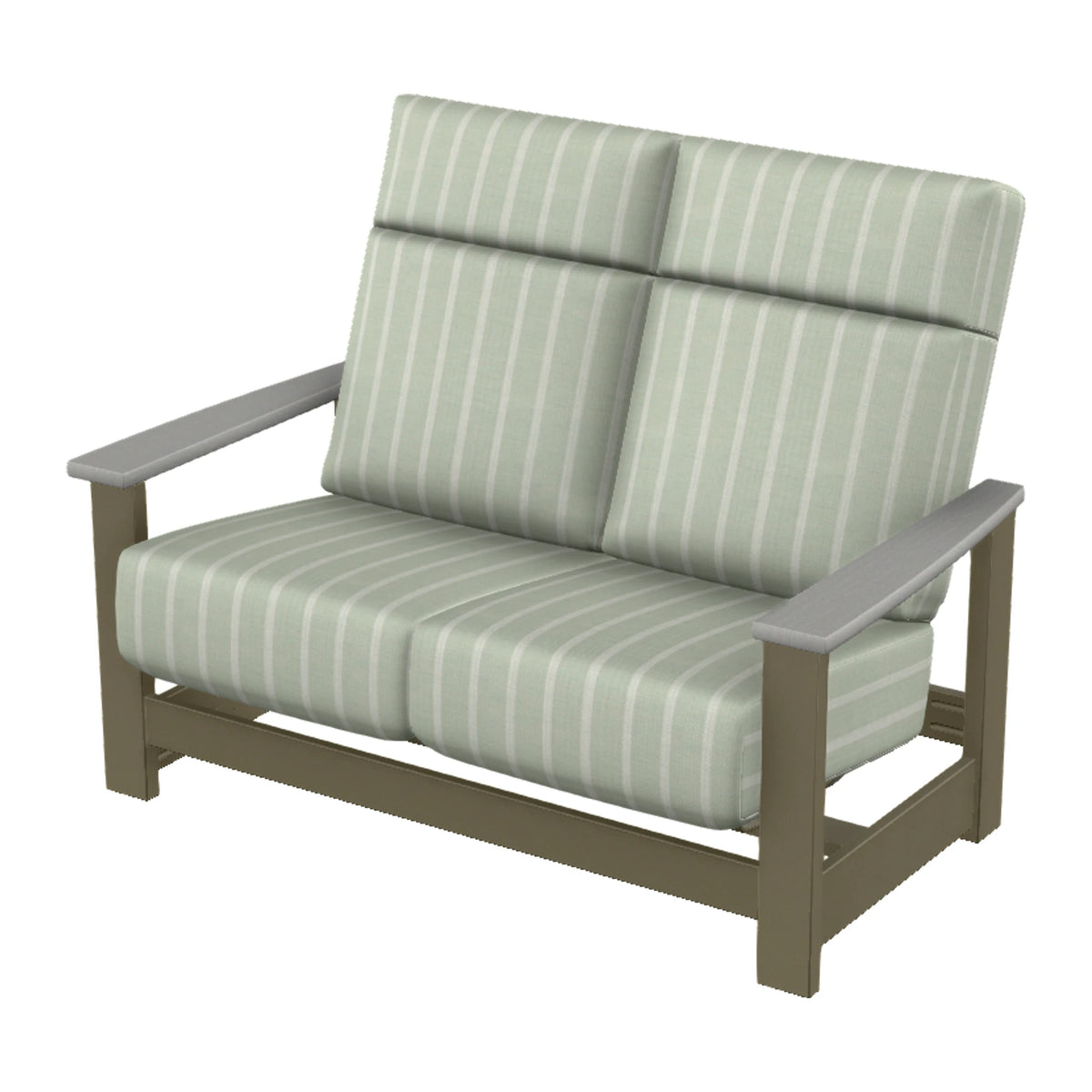 Leeward Cushion Supreme Loveseat w/ Hidden Motion — Beachwood MGP / Cape Grey Accents