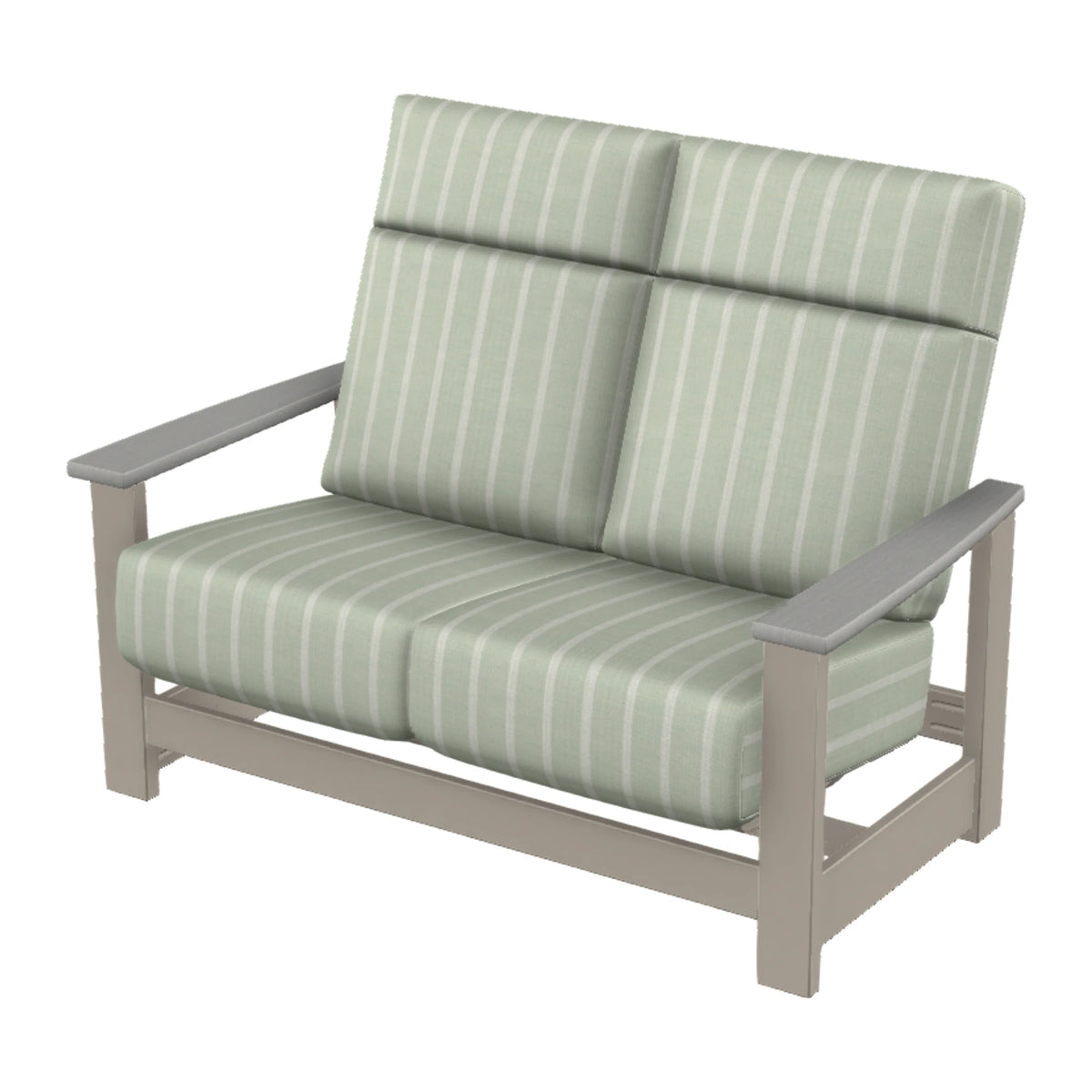 Leeward Cushion Supreme Loveseat w/ Hidden Motion — Warm Grey MGP / Cape Grey Accents