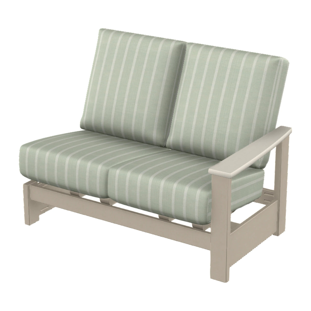Leeward Cushion Loveseat Section w/ Hidden Motion (RAF) — Desert Sand MGP / Laguna Accents