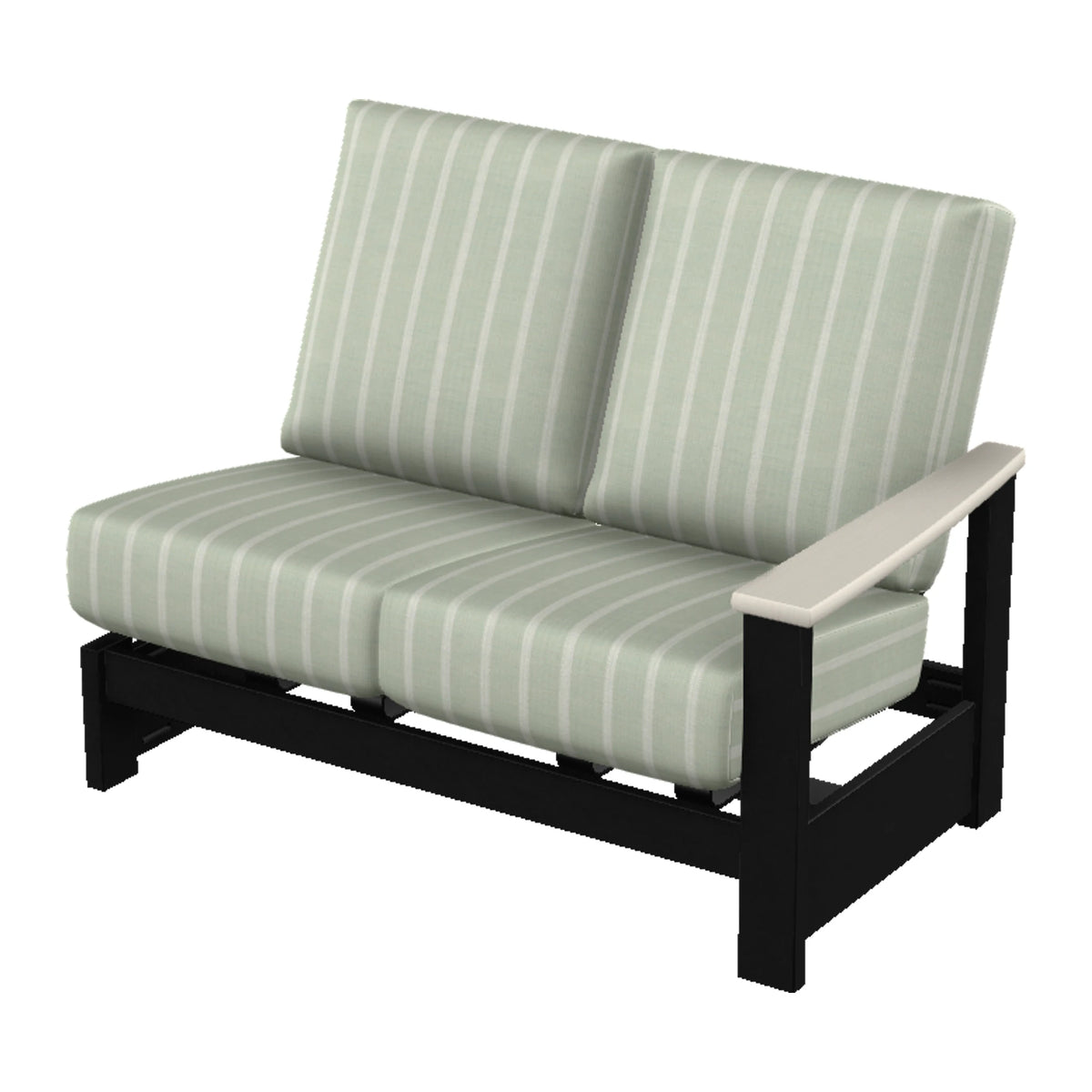 Leeward Cushion Loveseat Section w/ Hidden Motion (RAF) — Black MGP / Laguna Accents