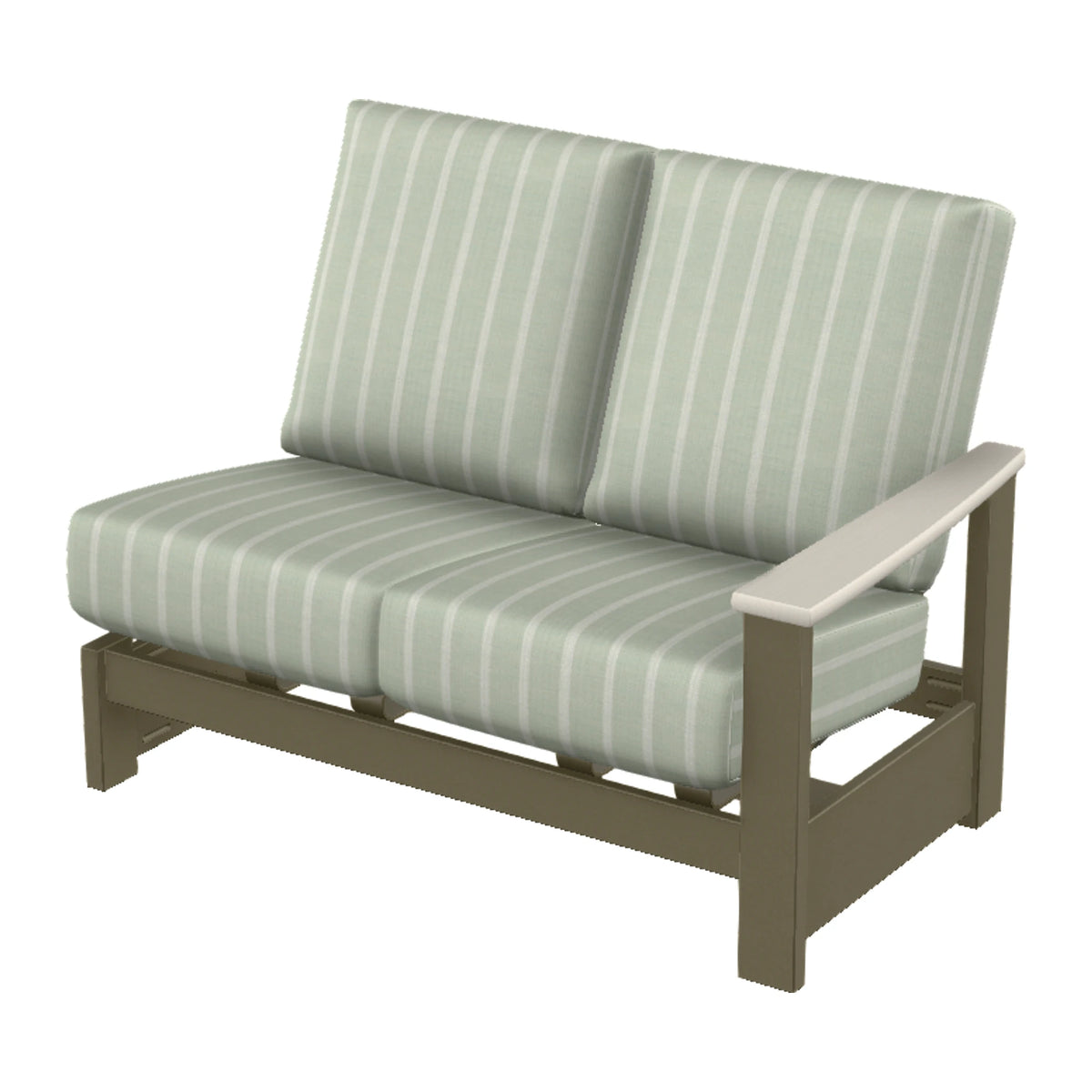 Leeward Cushion Loveseat Section w/ Hidden Motion (RAF) — Beachwood MGP / Laguna Accents