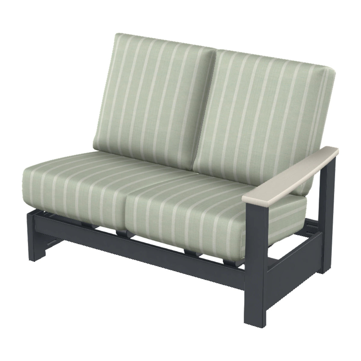 Leeward Cushion Loveseat Section w/ Hidden Motion (RAF) — Classic Graphite MGP / Laguna Accents