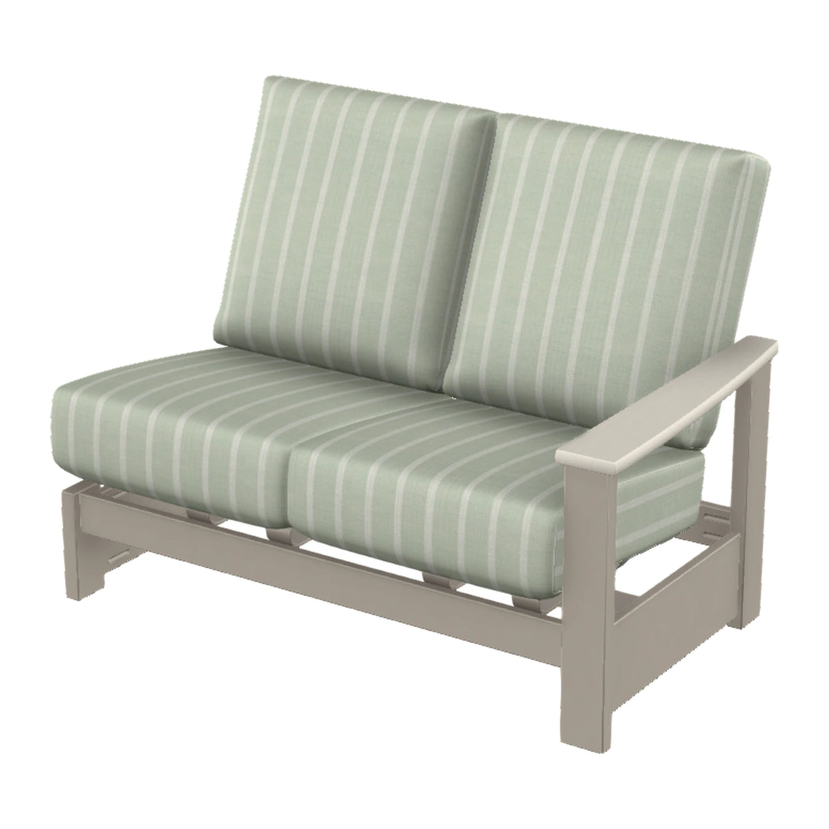 Leeward Cushion Loveseat Section w/ Hidden Motion (RAF) — Warm Grey MGP / Laguna Accents