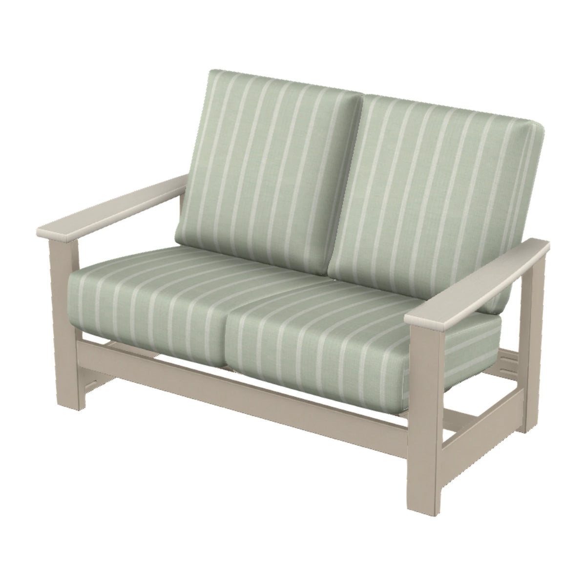 Leeward Cushion Loveseat w/ Hidden Motion — Desert Sand MGP / Laguna Accents