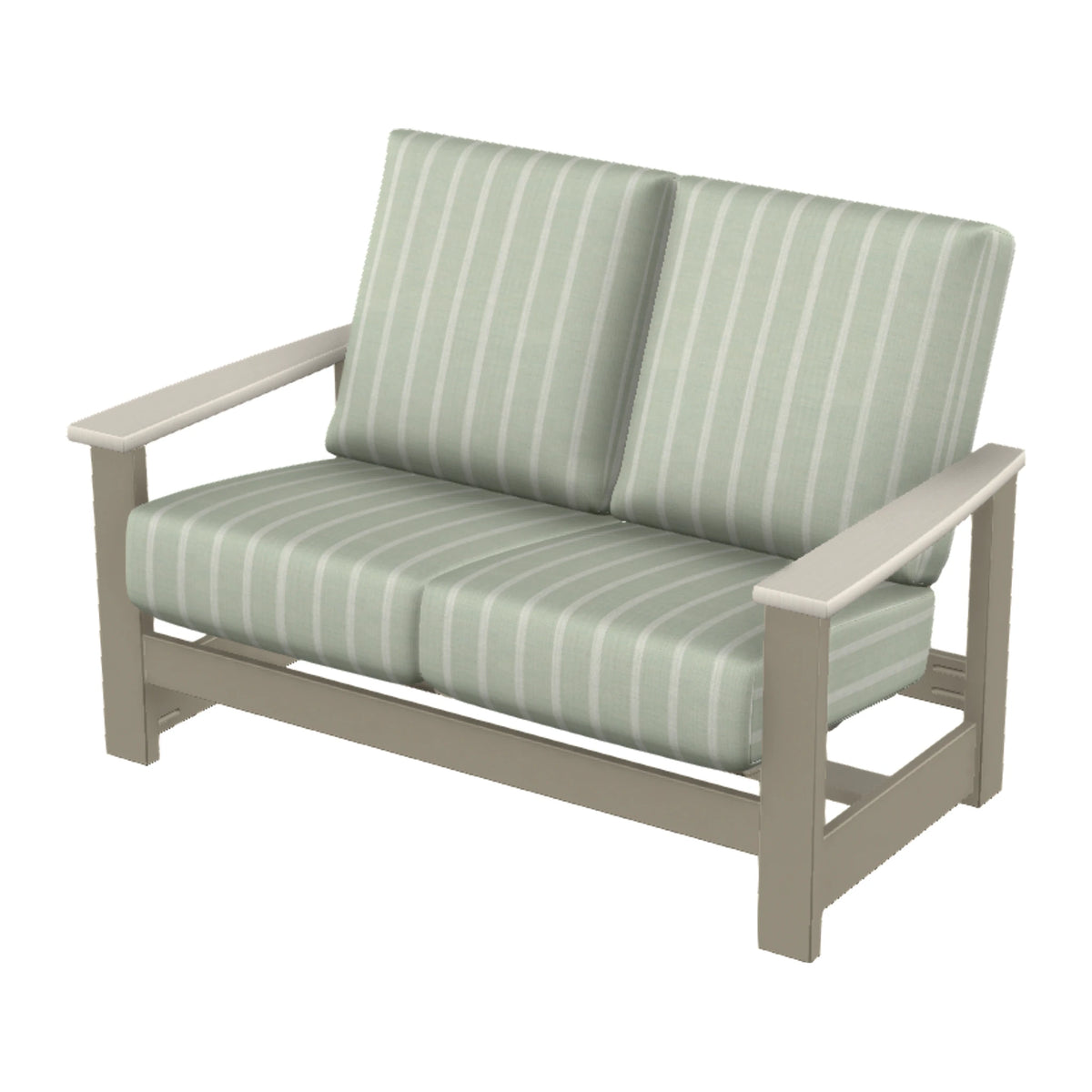 Leeward Cushion Loveseat w/ Hidden Motion — Storm MGP / Laguna Accents