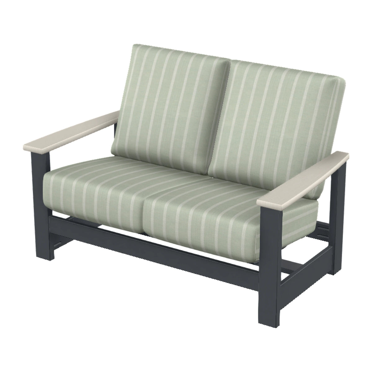 Leeward Cushion Loveseat w/ Hidden Motion — Classic Graphite MGP / Laguna Accents