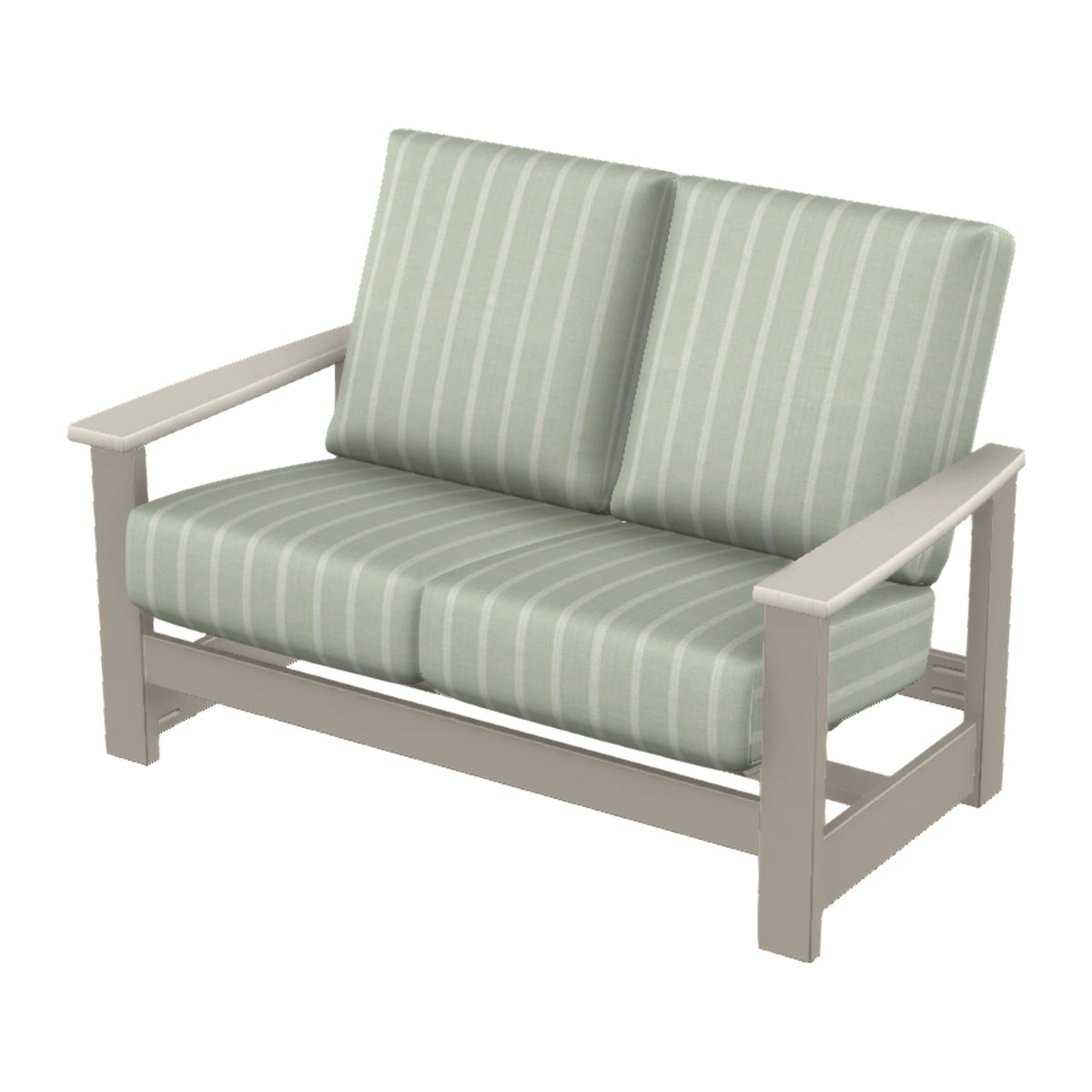 Leeward Cushion Loveseat w/ Hidden Motion — Warm Grey MGP / Laguna Accents