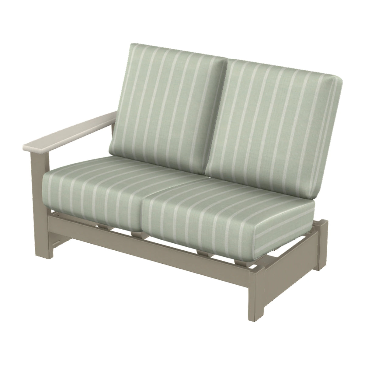 Leeward Cushion Loveseat Sectional w/ Hidden Motion (LAF) — Storm MGP / Laguna Accents