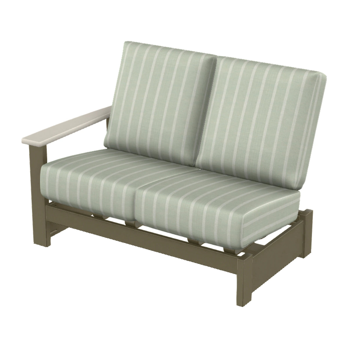 Leeward Cushion Loveseat Sectional w/ Hidden Motion (LAF) — Beachwood MGP / Laguna Accents