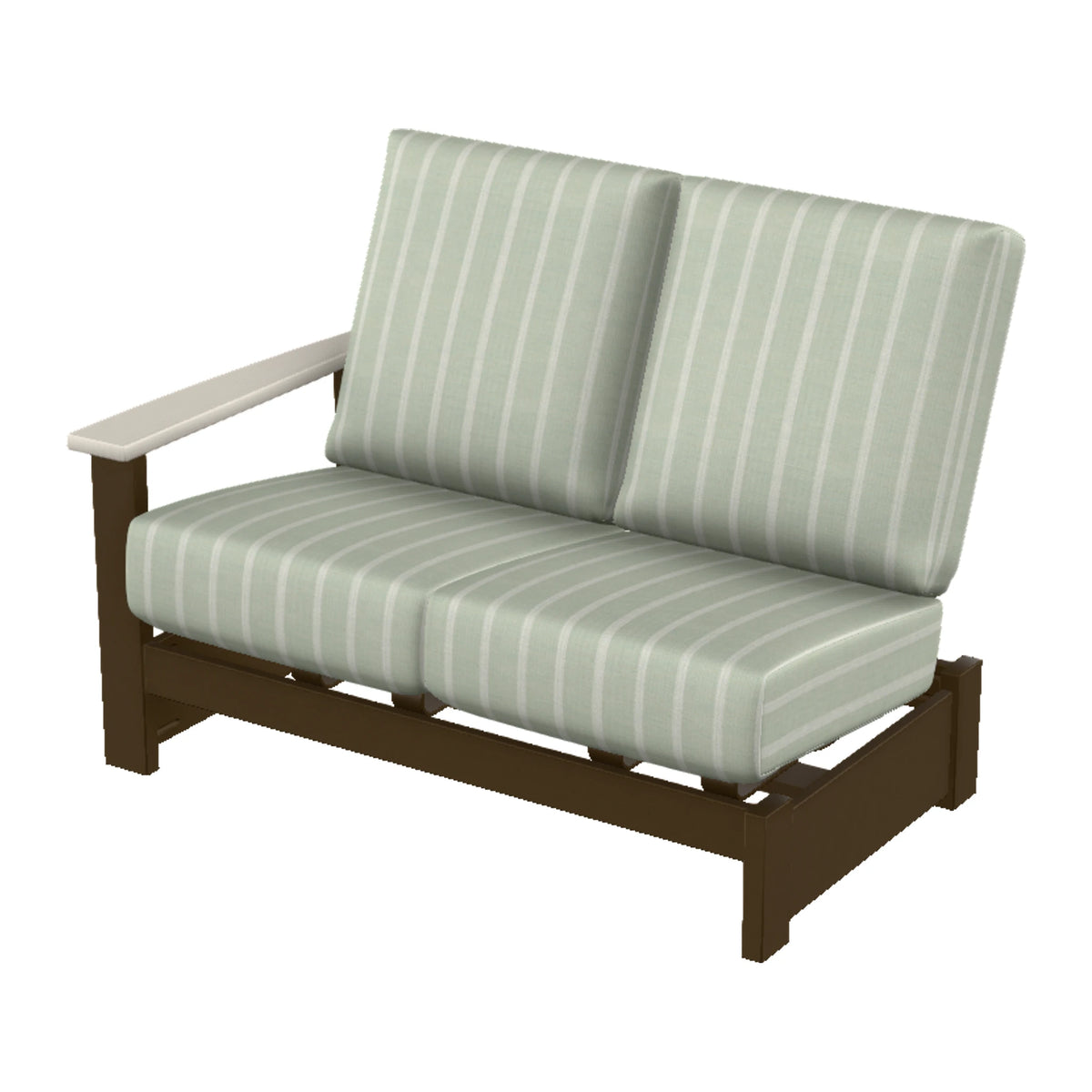 Leeward Cushion Loveseat Sectional w/ Hidden Motion (LAF) — Kona MGP / Laguna Accents