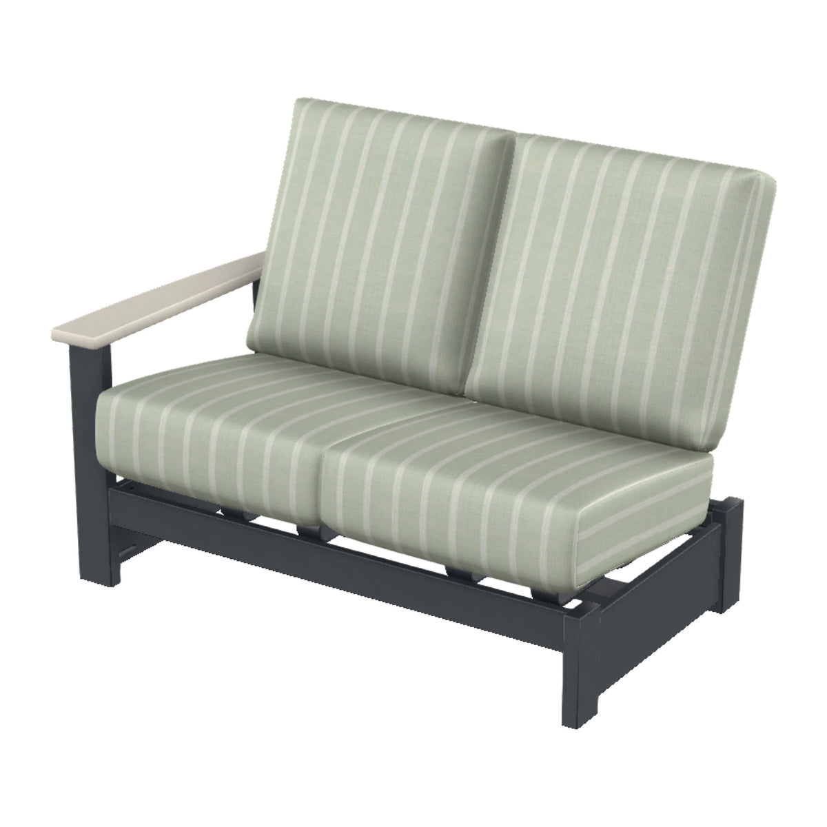 Leeward Cushion Loveseat Sectional w/ Hidden Motion (LAF) — Classic Graphite MGP / Laguna Accents