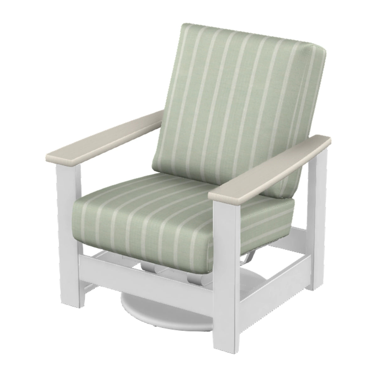 Leeward Cushion Swivel Rocker w/ Hidden Motion — Snow MGP / Laguna Accents