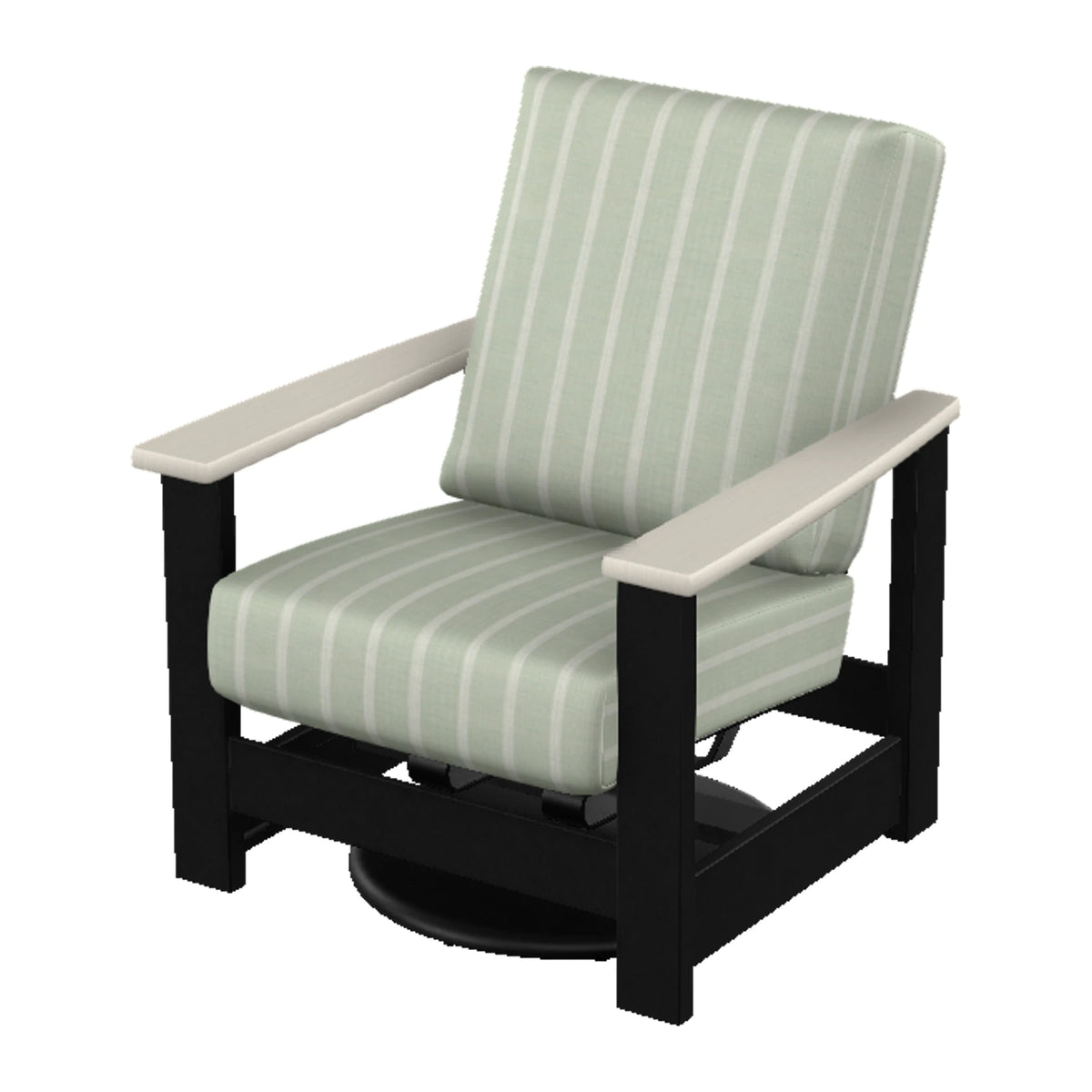 Leeward Cushion Swivel Rocker w/ Hidden Motion — Black MGP / Laguna Accents
