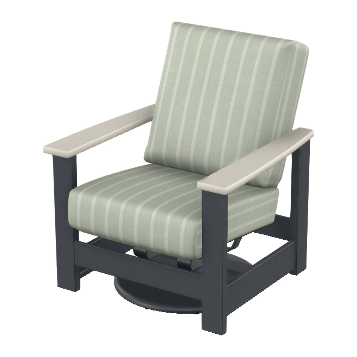 Leeward Cushion Swivel Rocker w/ Hidden Motion — Classic Graphite MGP / Laguna Accents