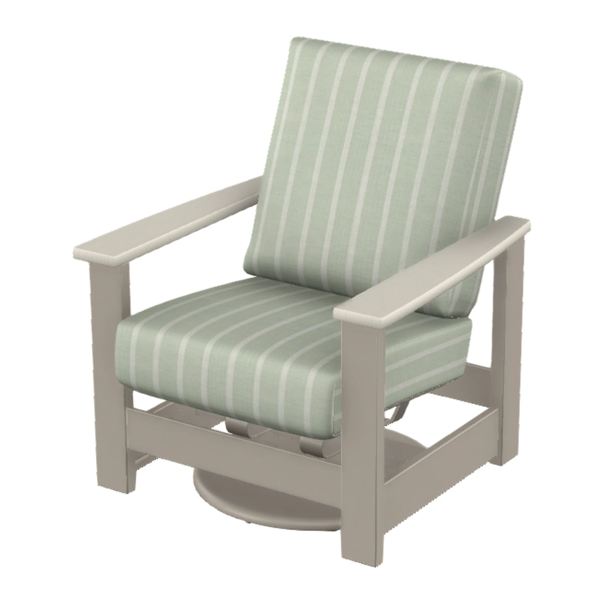 Leeward Cushion Swivel Rocker w/ Hidden Motion — Warm Grey MGP / Laguna Accents